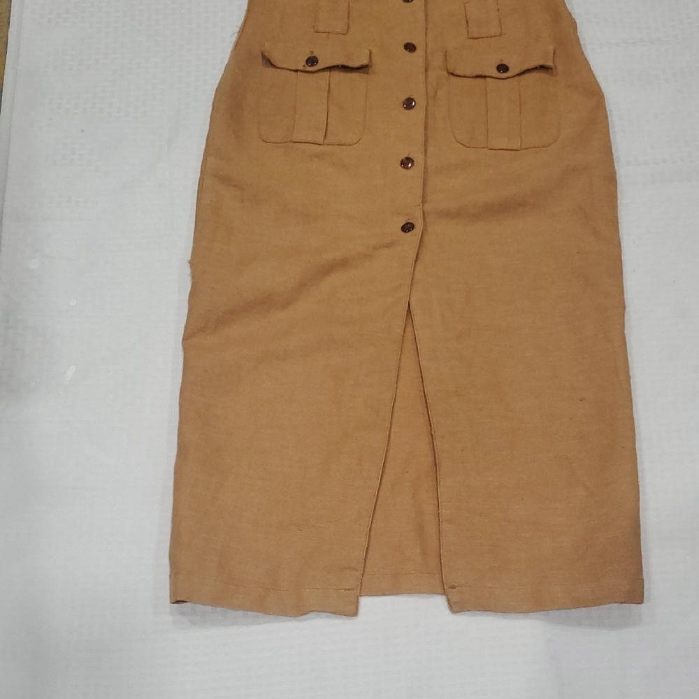 Vtg H.L. Spencer Tan Maxi Dress - Picture 15 of 17